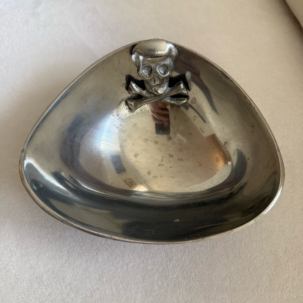 Silver plated Skull and Crossbones Decorative Bowl